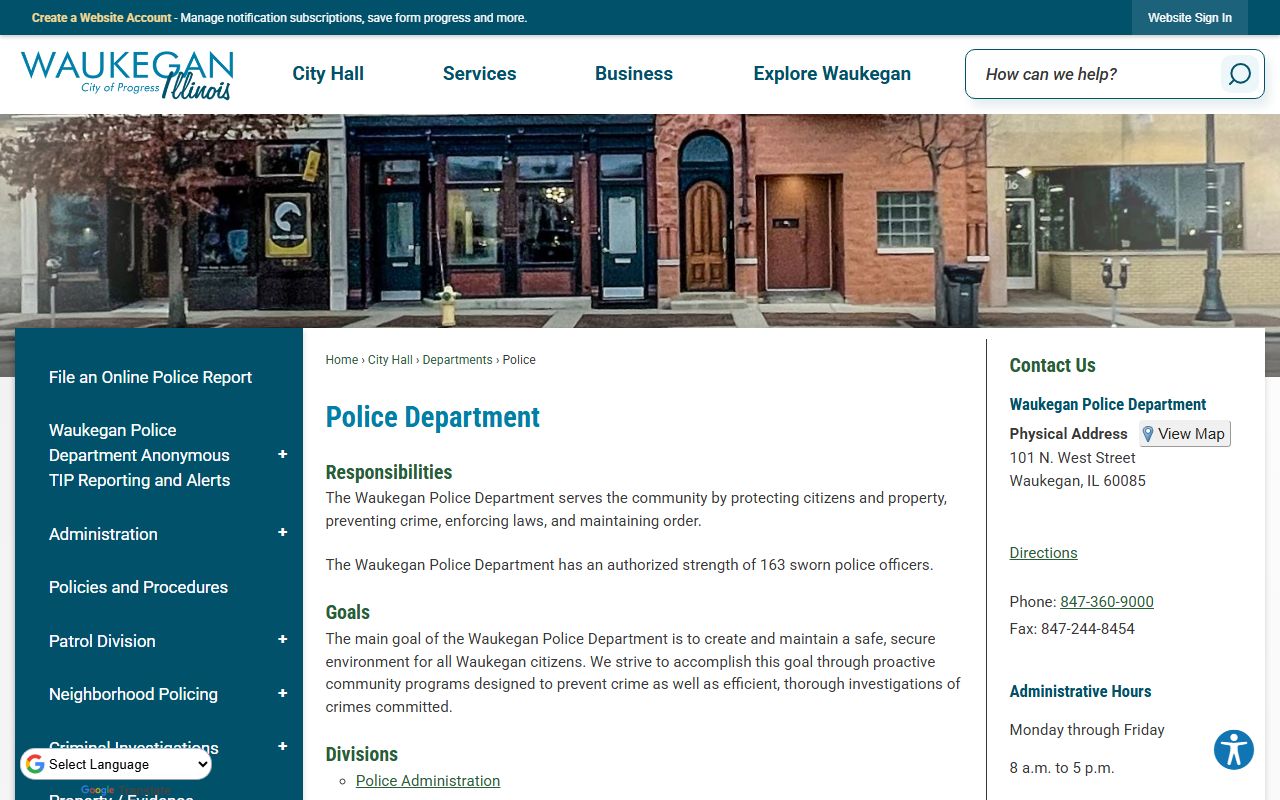 Waukegan Police Department website