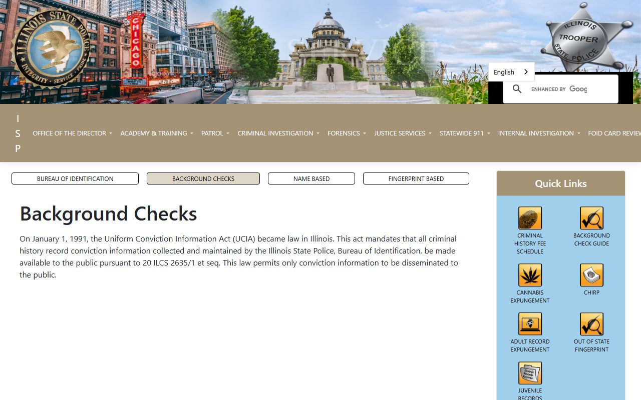 Illinois State Police background check portal for criminal history records requests