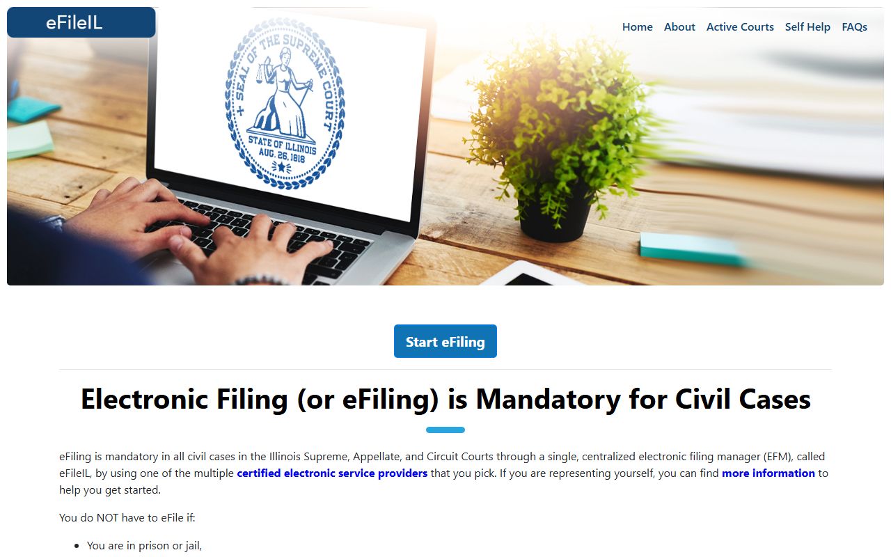 eFileIL statewide electronic filing portal for Illinois criminal court cases and documents