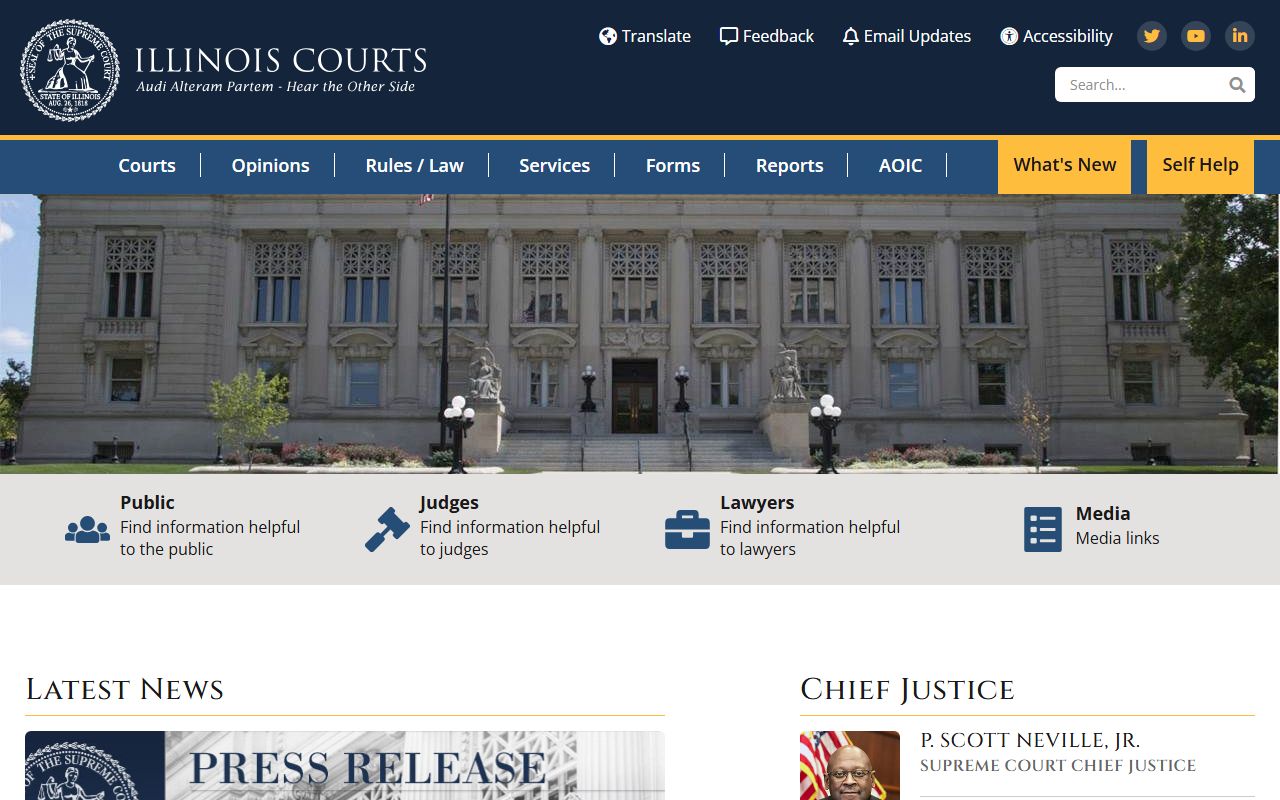 Illinois Courts official homepage for accessing Illinois criminal court records statewide